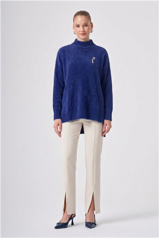 Nuss 102 Balıkçı Yaka Angora Kazak Lacivert