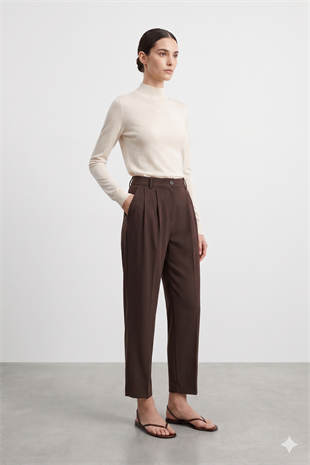 Kalem Kesim Pantolon 18297 - Browni