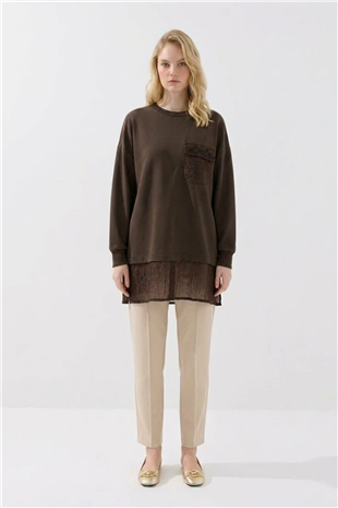 Sahte Cep Detaylı Tunik 10811 Browni Tunik PUANE 