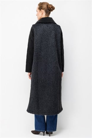 Micca 252585M Angora Doku Kapitone Dolgu Kaban Siyah