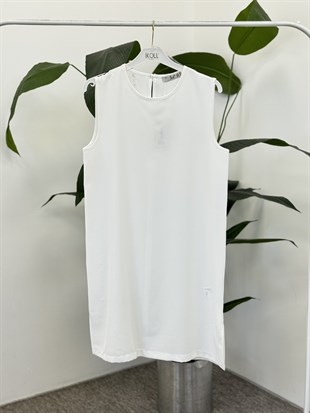 Basıc Kolsuz Bluz 0026989 - Ekru