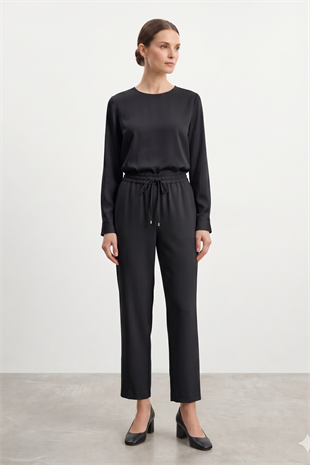 Sentez 5660 Vega Beli Lastikli Pantolon - Siyah