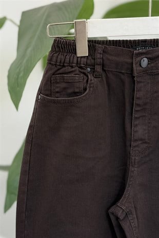 Beli Lastikli Cepli Pantolon 2198 - Kahve