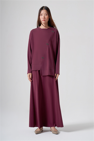 Ceremony 921 Taş Detaylı Kloş Bora Etekli Takım Bordo