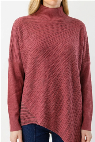 Ghisa Yarasa Kol Balıkçı Yaka Tunik 4193 Bordo