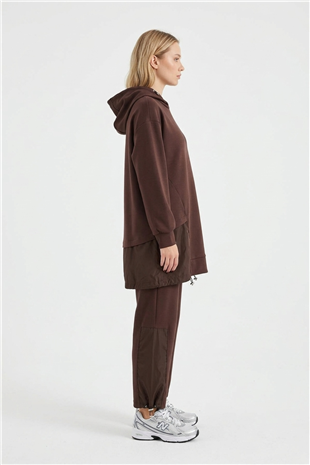 Kapüşon Detaylı Pantolonlu Takım 14539 Browni
