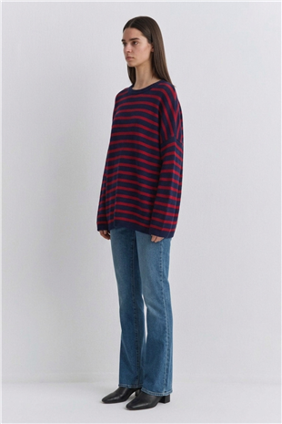 Çizgili Tunik 146049 Lacivert - Kırmızı