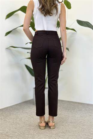 Sentez 5532 Kanvas Dar Paça Pantolon - Kahve