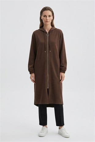 Tam Boy Kapüşonlu Kap 15288 Browni