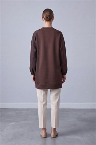 Dik Gizli Fermuar Detay Tunik 10812 Browni
