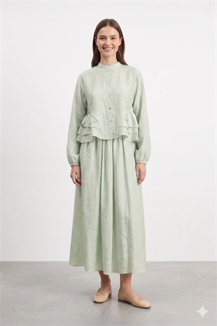 Bluzu Kat Detay Etekli Takım 32502 - Çağla