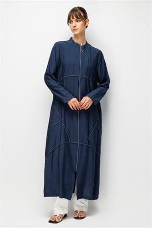 Micca 261610M Dikiş Detaylı Ferace - Lacivert
