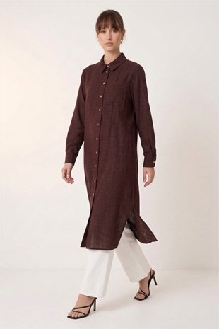 Armine Trend 26KT461 Düğme Detaylı Uzun Tunik Bordo