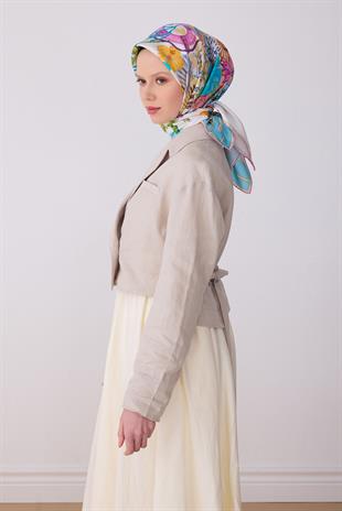Belli Saf Twill İpek Eşarp 4324D (T) - Gök Mavi