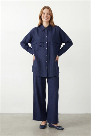 Ön Kat Detaylı Pantolonlu Takım 14466 F.Navy