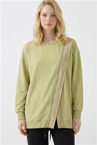 Fermuar Detaylı Tunik 10771 Olive