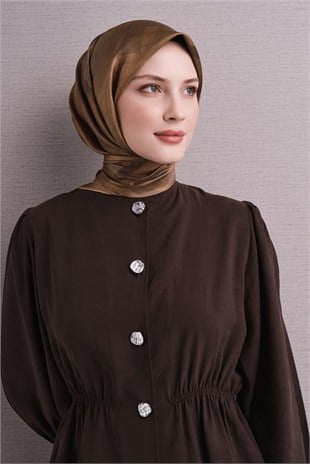 Armine 9618 Büyük Ekose Saf İpek Twill Eşarp Hardal