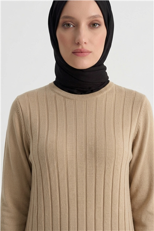 Armine Trend 25KTD901 Kendinden Şerit Detay Elbise Koyu Taş