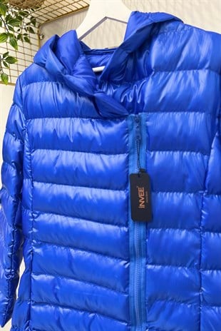 İnvee 6824 Çarpraz Fermuar Detay Şişme Mont - Saks