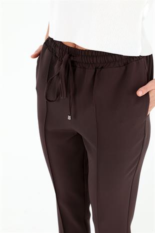 Sentez 153 Yandan Cepli Bağcıklı Pantolon - Kahve