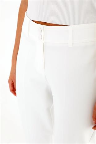 Sentez 5535 Paçası Fermuarlı Classic Pantolon - Ekru