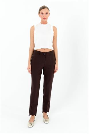 Sentez 5535 Paçası Fermuarlı Classic Pantolon - Kahve