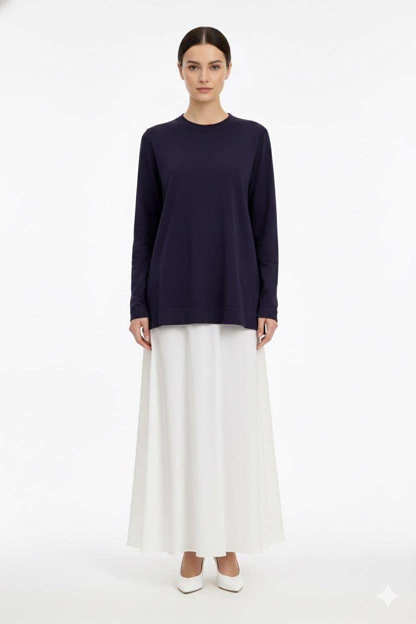 Nuss 902 Etek Üstü Oval Kesim Tunik - Mor
