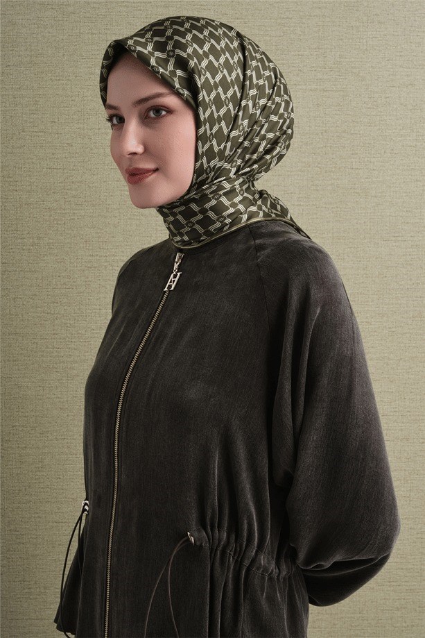 Armine Dj Saf Twill İpek Eşarp 9636D (T) - Haki Eşarp ARMİNE 