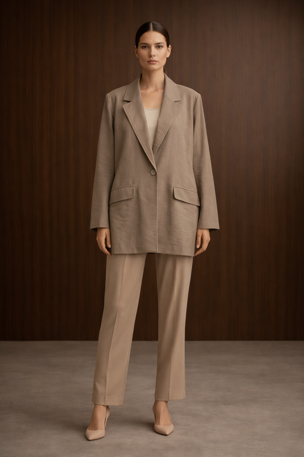 Ceremony 26Y805 Arkasi Baski Detaylı Oversize Safari Ceket - Vizon