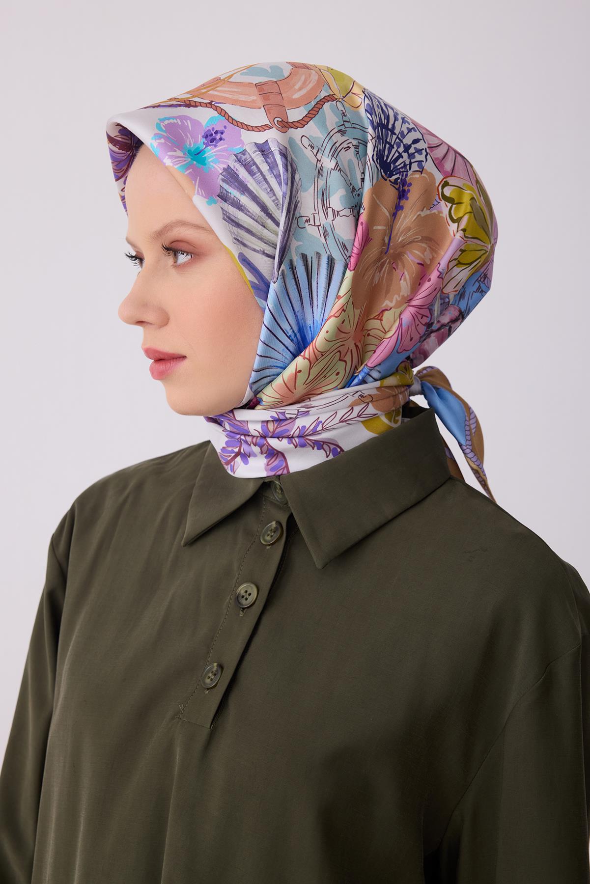 Belli Saf Twill İpek Eşarp 4324D (T) - Latte