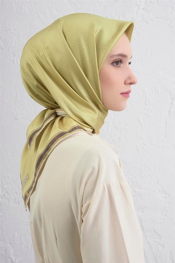 Armine Dj Saf İpek Eşarp 9401D (T) - Yağ Yeşili