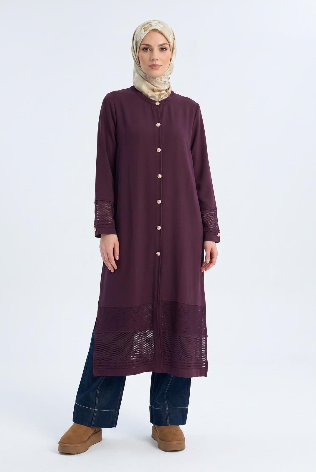 Armine Trend 26KAD904 Düğme Detaylı Elbise Mürdüm Elbise ARMİNE TREND 