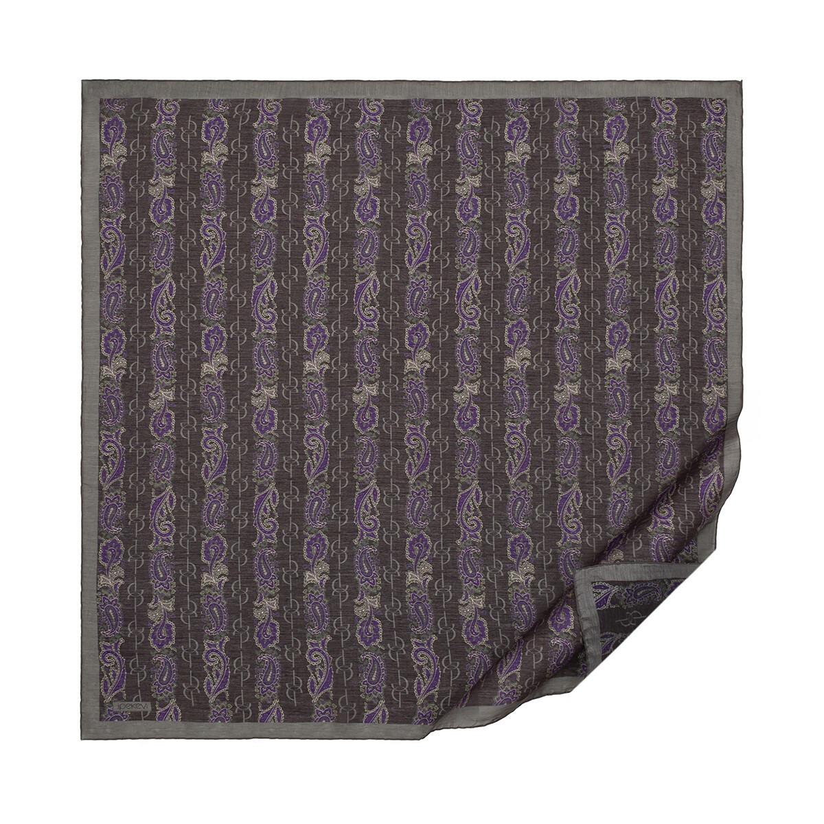 İpekevi 02217 Monogram Desenli Tensel Eşarp - Siyah - Mor