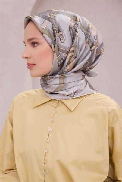 Belli Saf İpek Eşarp 4200D (T) - Gri