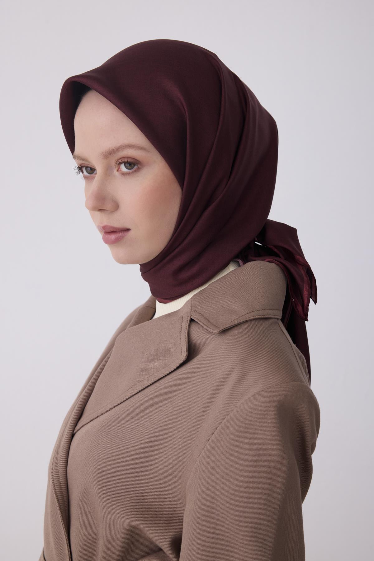 Belli Saf Twill İpek Eşarp 4305D (T) - Bordo