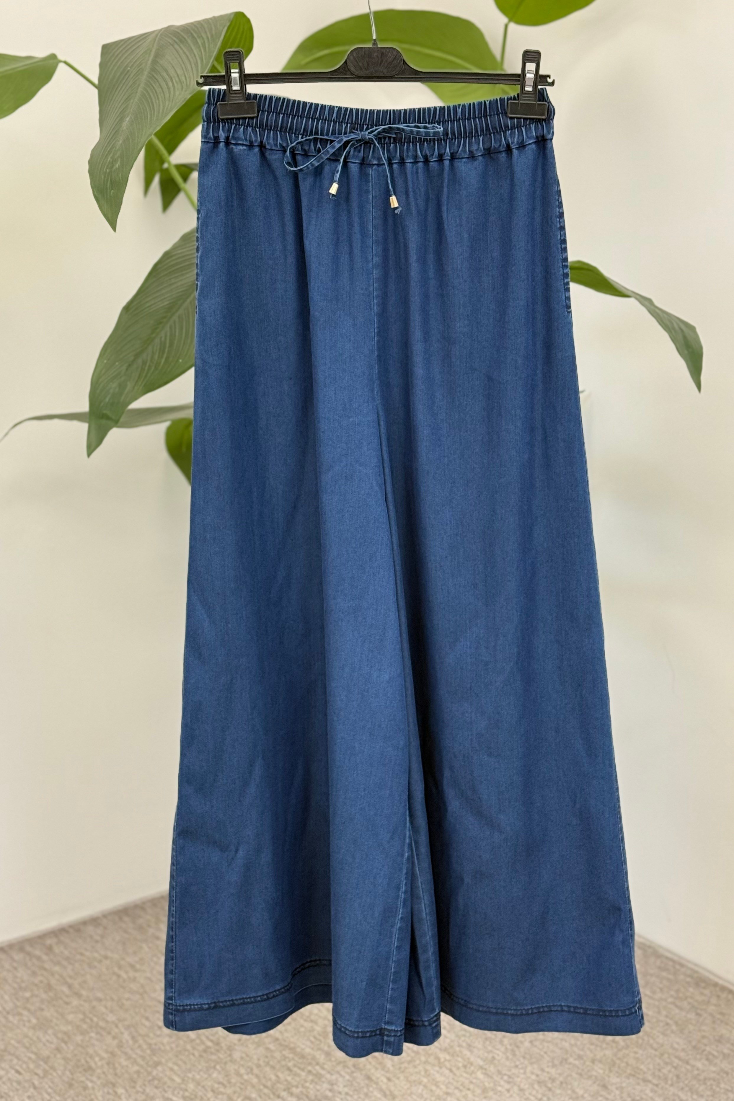 Sentez 5648 Mie Geniş Paça Pantolon - Mavi
