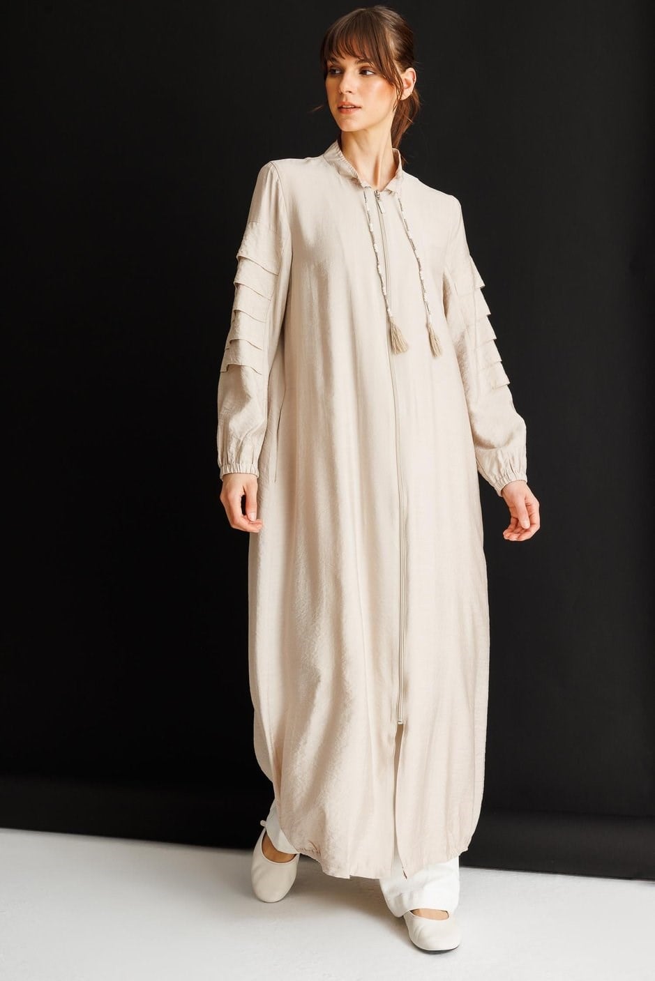 Micca 261872M Süslü Kol Elişi Kolye Detaylı Özel Ferace - Taş