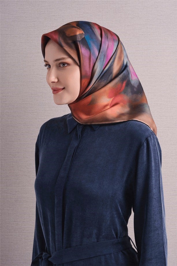 Armine Dj Saf Twill İpek Eşarp 9603D (T) - Siyah Eşarp ARMİNE 