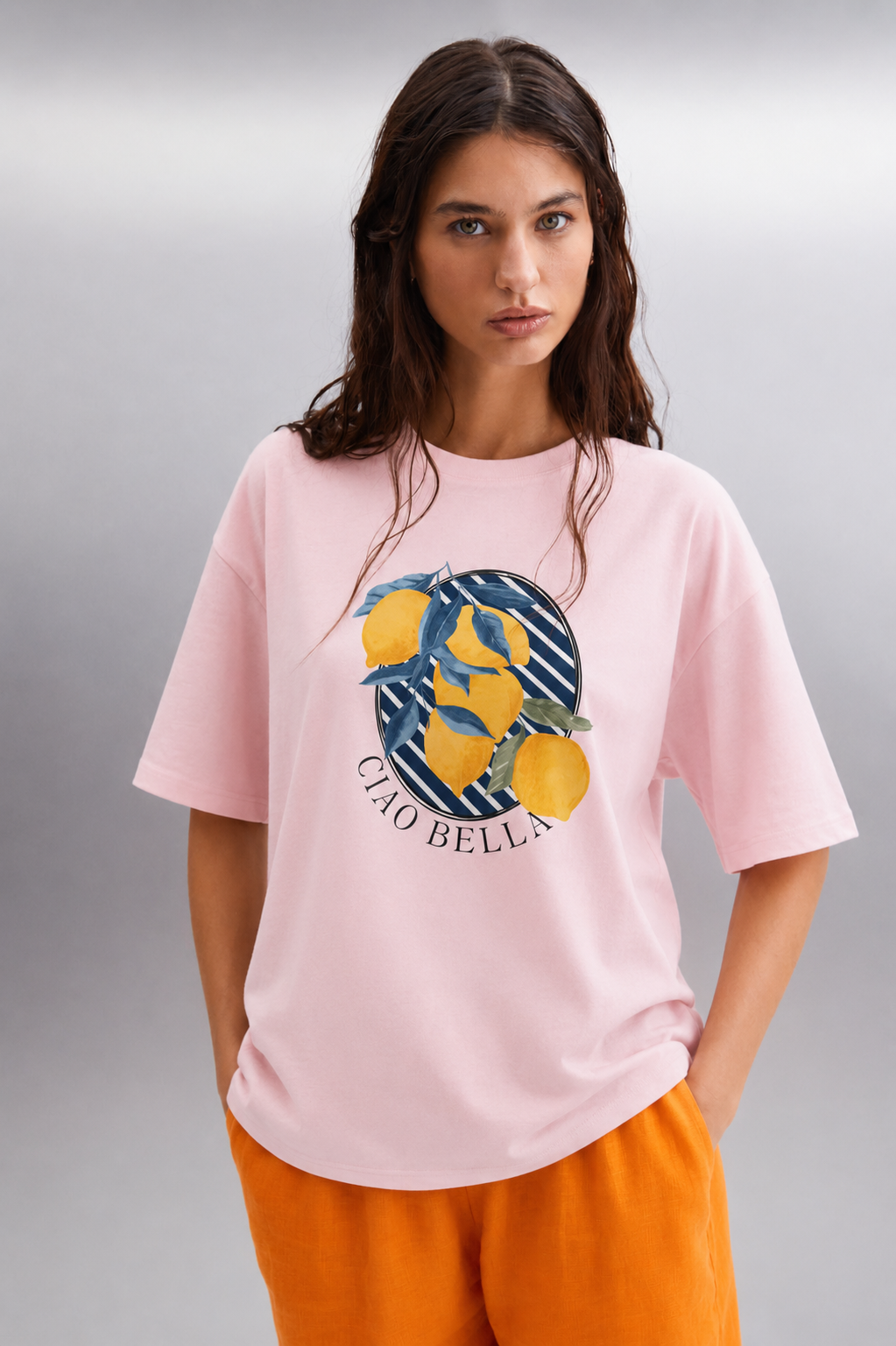 Limon Baskılı Tshirt 4036 - Pembe