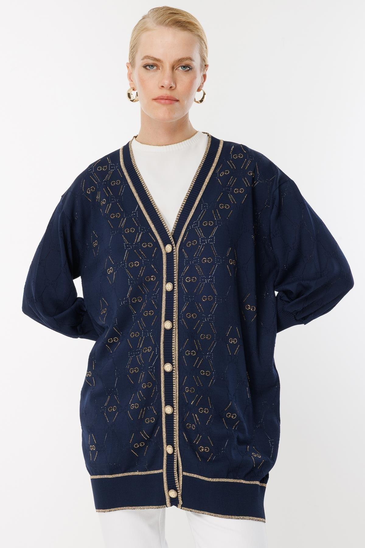 Ghisa 3166 Hırka - Lacivert