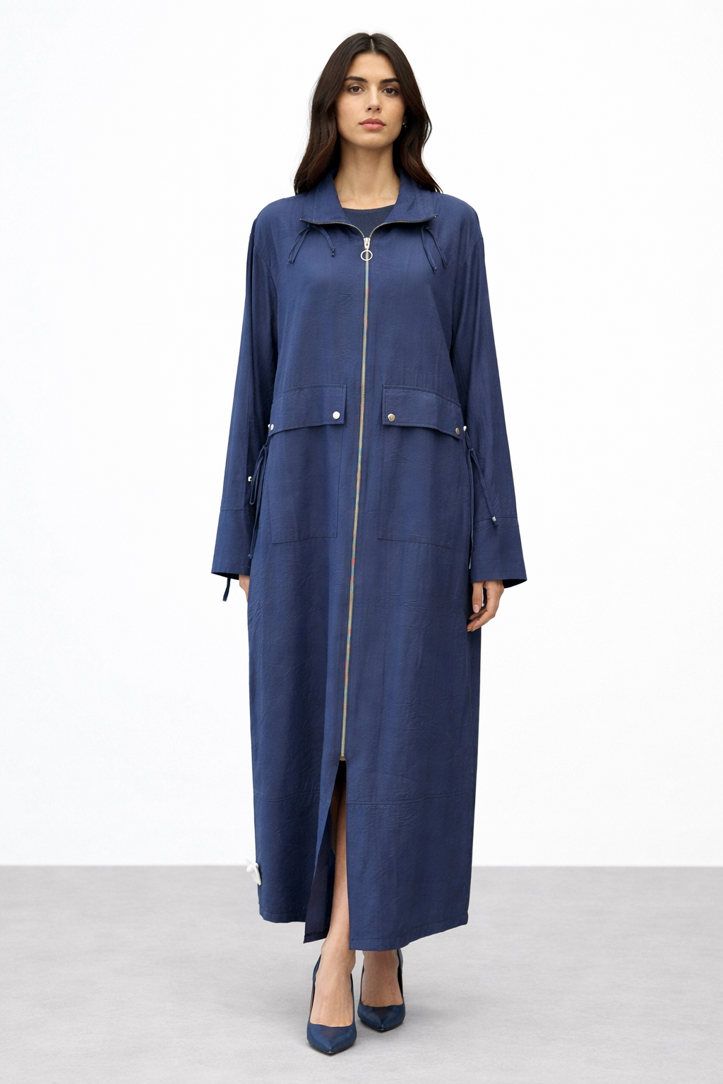 Micca 261871M Çift Cep Detay Fermuarlı Ferace - Lacivert