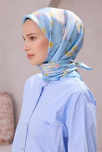 Belli Saf İpek Eşarp 4210D (T) - Bebe Mavisi