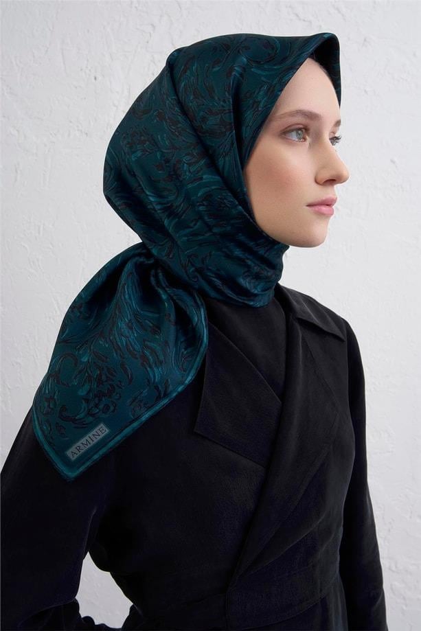 Armine Dj Saf İpek Eşarp 9431D (T) - Petrol