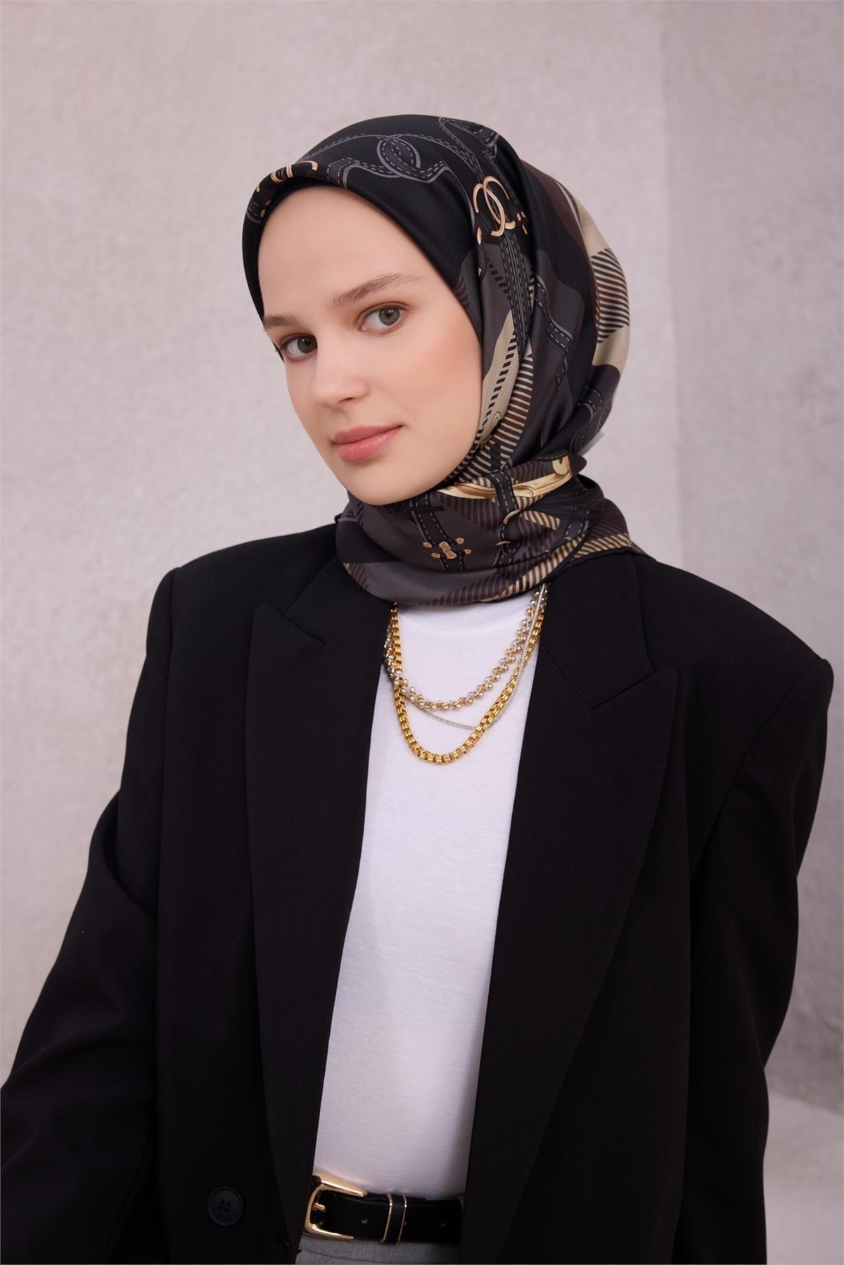 Belli Saf İpek Eşarp 4206D (T) - Siyah