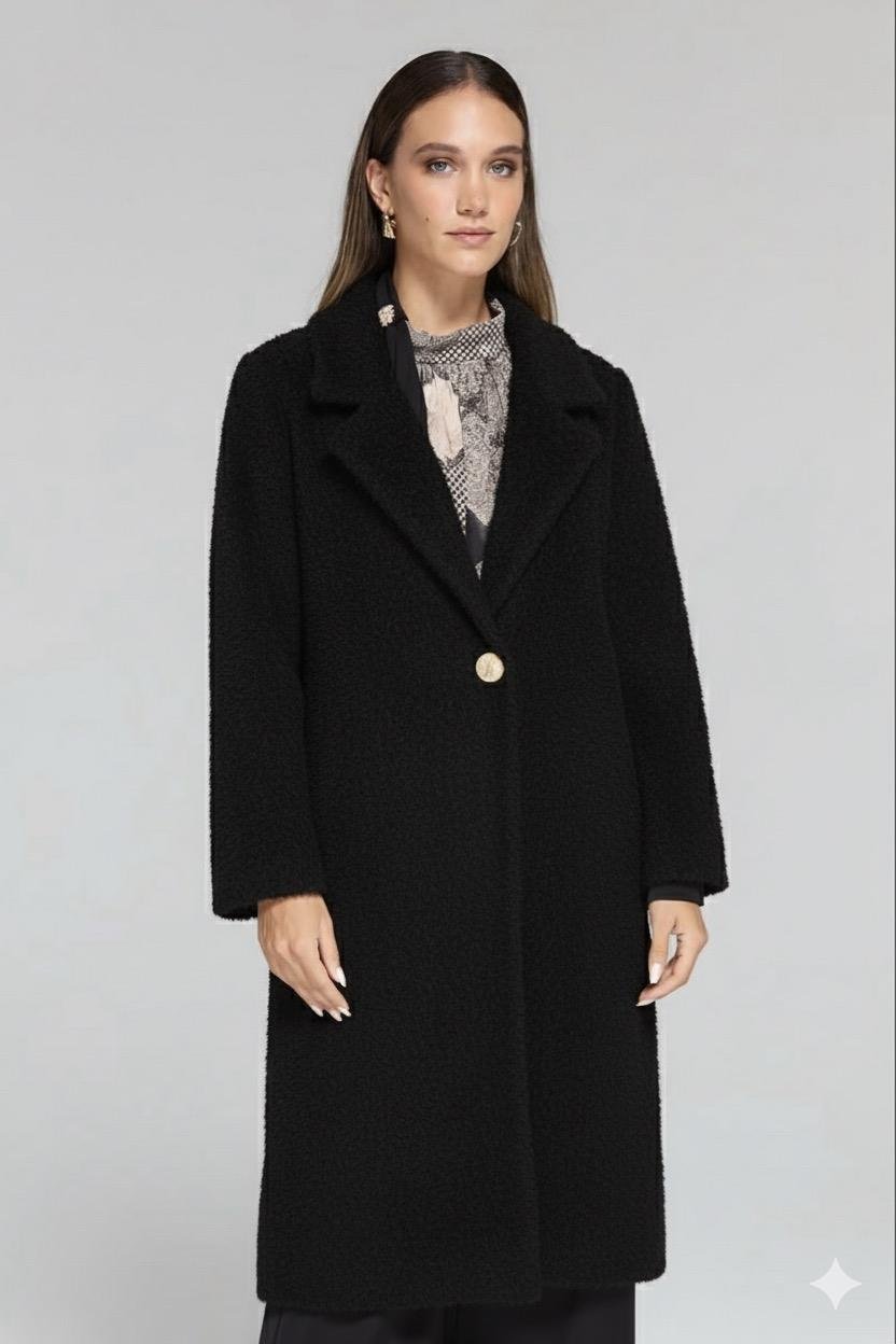 Fuat Gürşen 4804 Şal Yaka Angora Kaban - Siyah