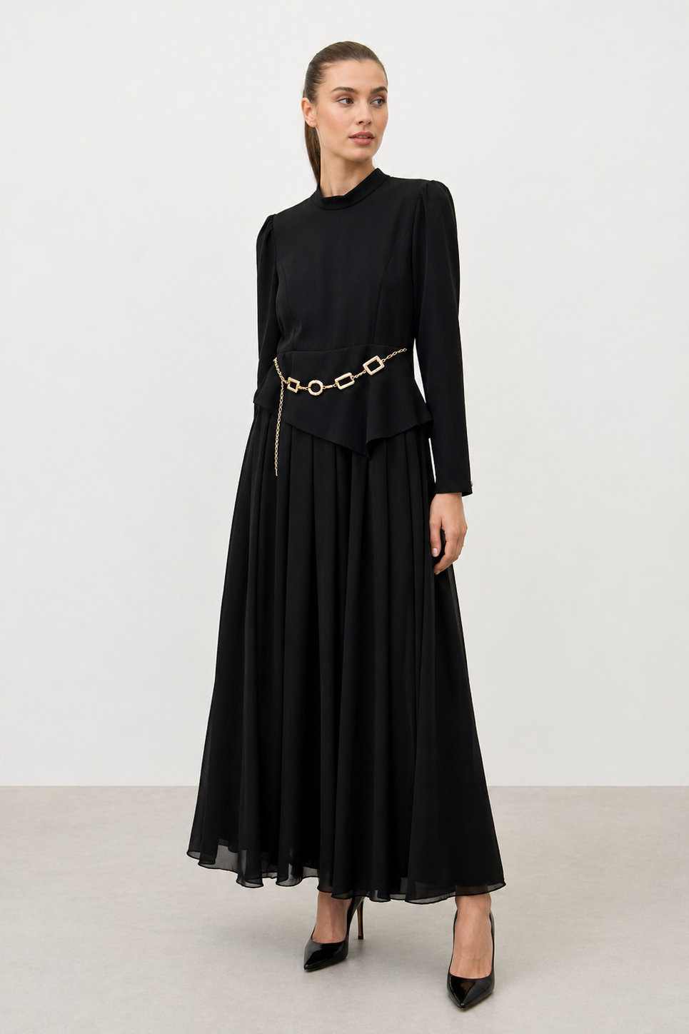 Armine Trend 26Y902 Kemer Aksesuarlı Elbise - Siyah