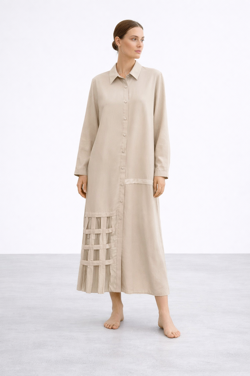 Micca 261521M Etek Ucu Kafes Detay Ferace - Taş