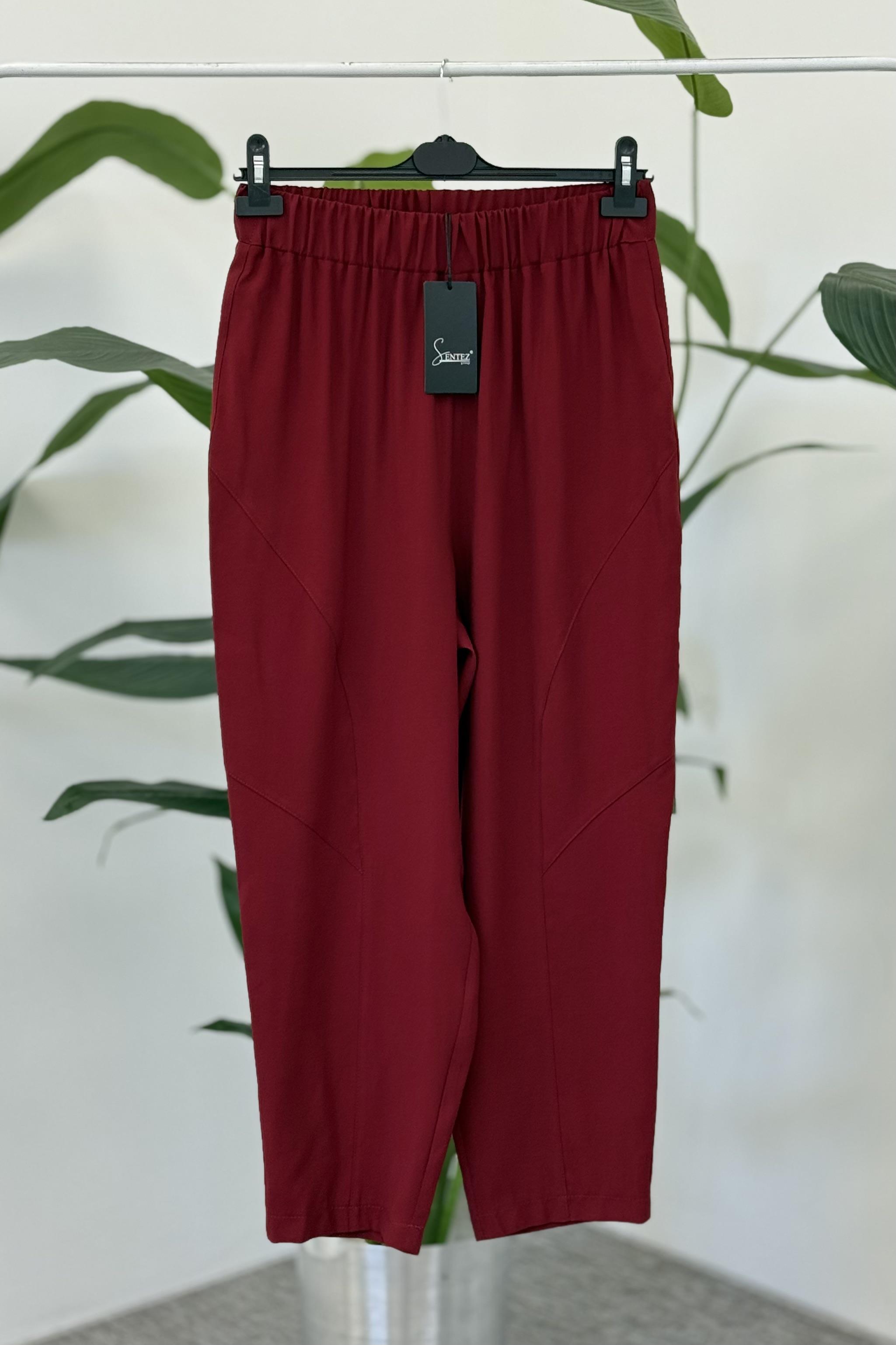 Sentez 5596 Duti Keten Pantolon - Bordo