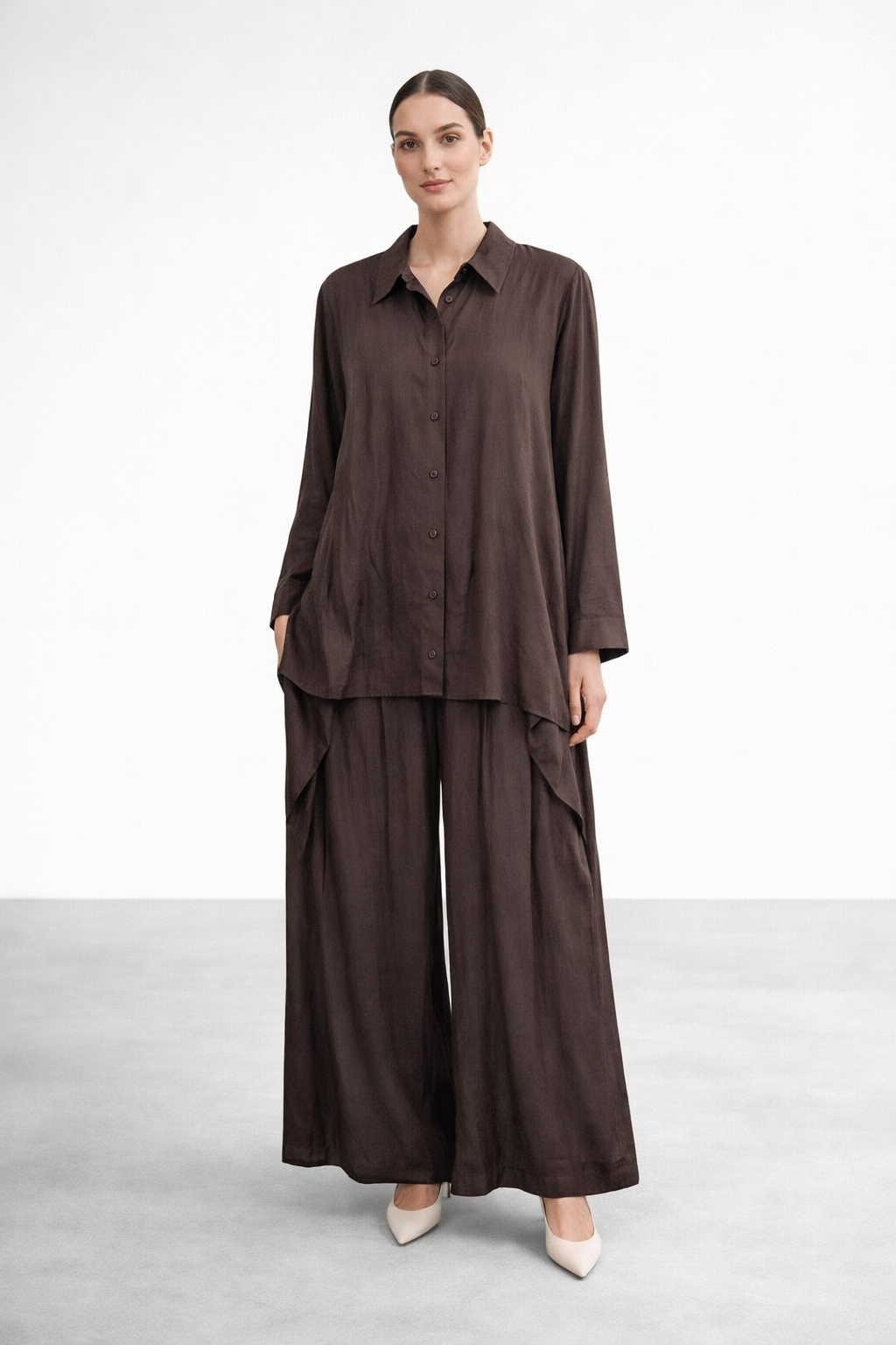 Ceremony 26Y928 Tuniği Ve Pantolonu Aller Detaylı Takım - Kahverengi