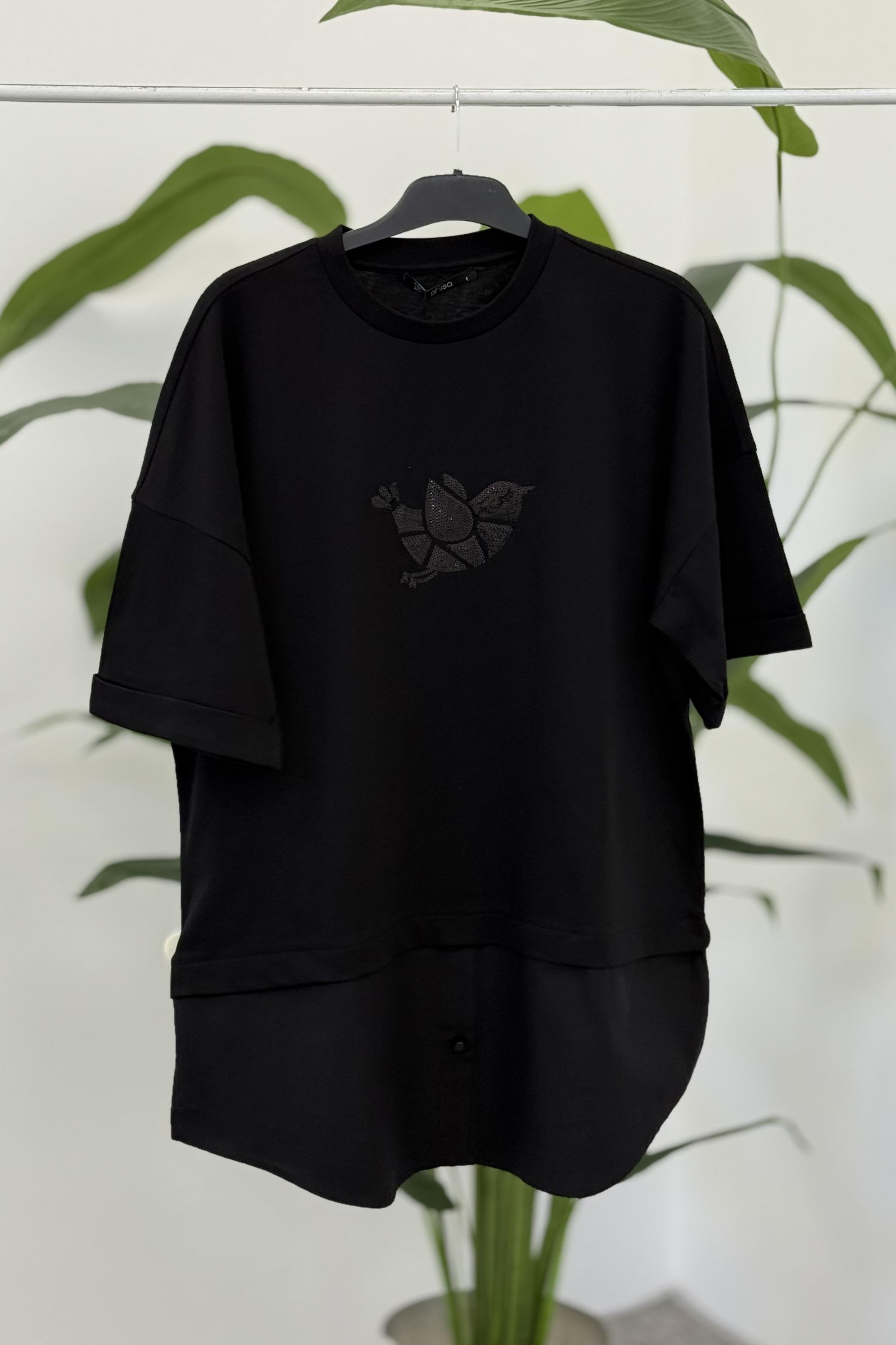 Ghisa 1018 Tunik Tshirt - Siyah